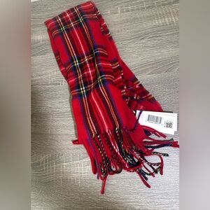 Steve Madden Red Plaid Scarf with Fringe
